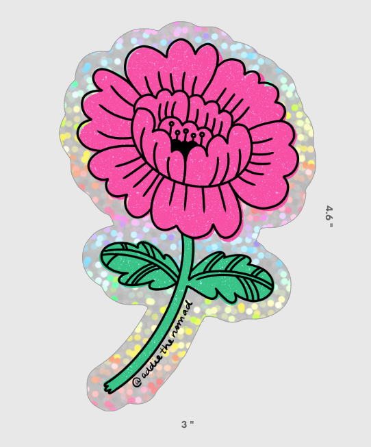 Nostalgic Sparkly Poppy Sticker